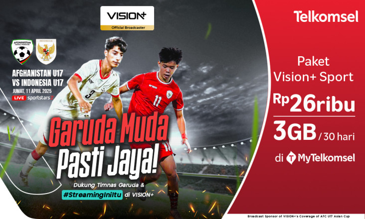 Dukung Garuda Muda pada pada Laga tanah tanah Afghanistan vs Indonesia, Streaming di tempat area VISION+